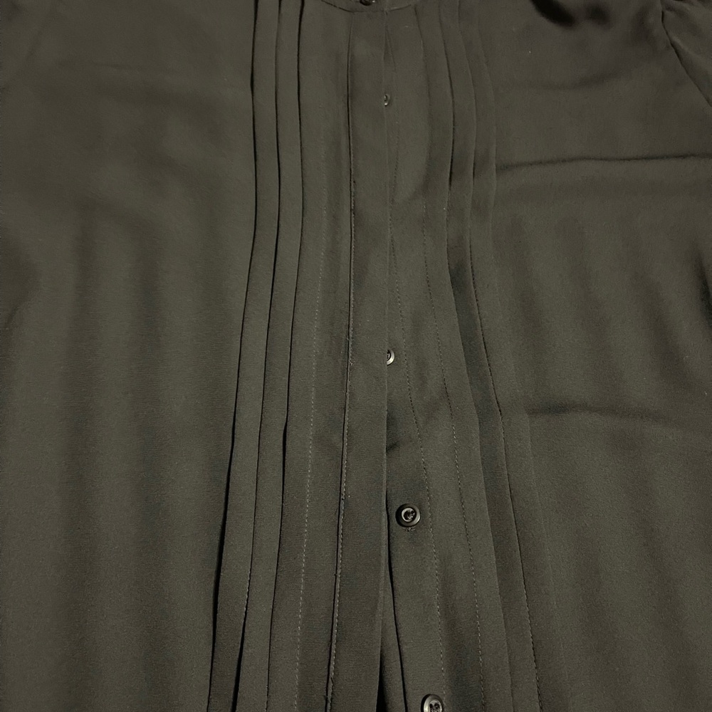 Express Black Pintuck Front Button-Down Blouse - image 5